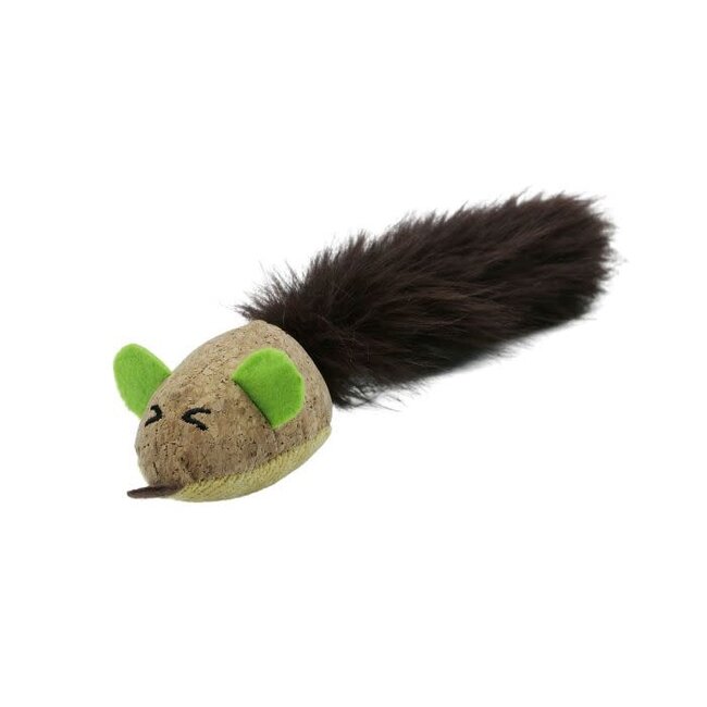 Bud'z Cork Silky Tail Mouse with Catnip Tube 10" Cat Toy