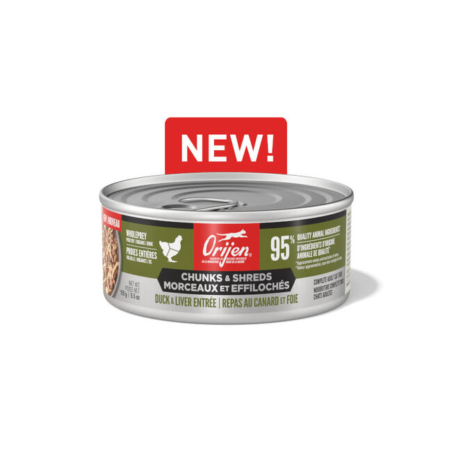 ORIJEN Chunks & Shreds Duck & Liver Entrée Wet Cat Food 155g