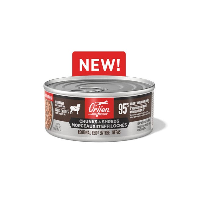 ORIJEN Chunks & Shreds Regional Red Entrée Wet Cat Food 155g