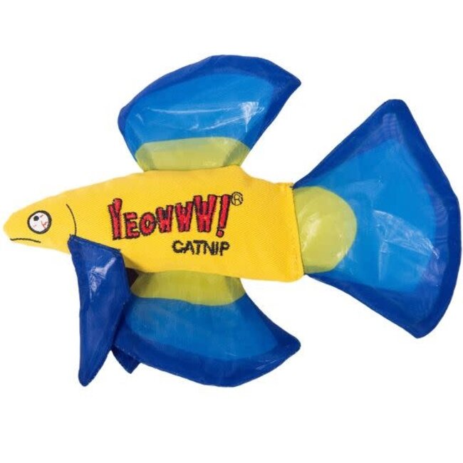 Yeowww Catnip Betta Fish Cat Toy Blue