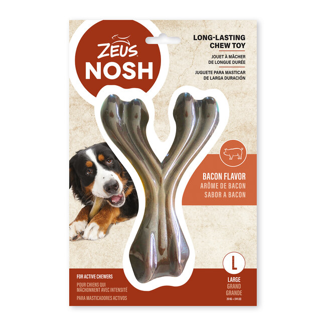 Nosh Strong Wishbone Chew Toy Bacon Flavour Large
