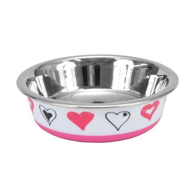 Maslow Design Series Cat Bowl Pink Hearts