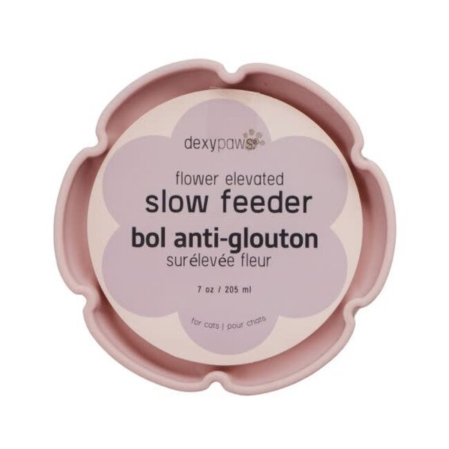 Dexypaws Flower Elevated Slow Feeder for Cats Blush Pink