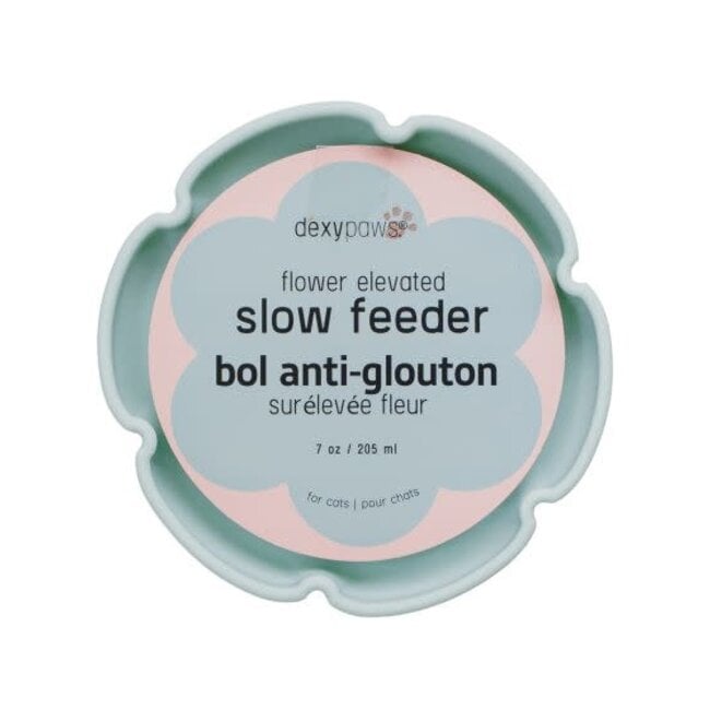 Dexypaws Flower Elevated Slow Feeder for Cats Sage Green