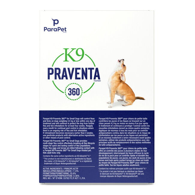 K9 Praventa 360 Flea & Tick Treatment - Small Dogs up to 4.5kg - 1 Tube