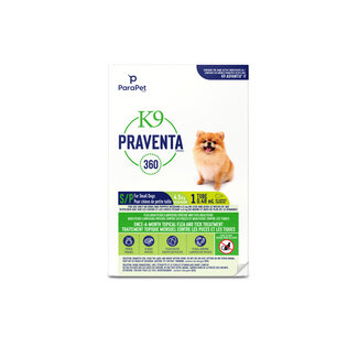 Parapet K9 Praventa 360 Flea & Tick Treatment - Small Dogs up to 4.5kg - 1 Tube