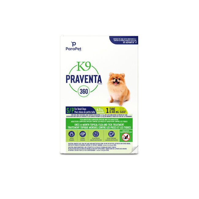 K9 Praventa 360 Flea & Tick Treatment - Small Dogs up to 4.5kg - 1 Tube