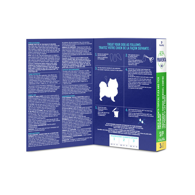 K9 Praventa 360 Flea & Tick Treatment - Small Dogs up to 4.5kg - 3 Tubes