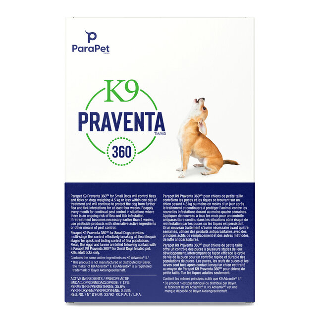 K9 Praventa 360 Flea & Tick Treatment - Small Dogs up to 4.5kg - 6 Tubes