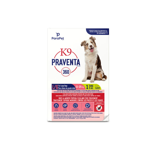 K9 Praventa 360 Flea & Tick Treatment - Large Dogs 11 kg to 25 kg - 1 Tube