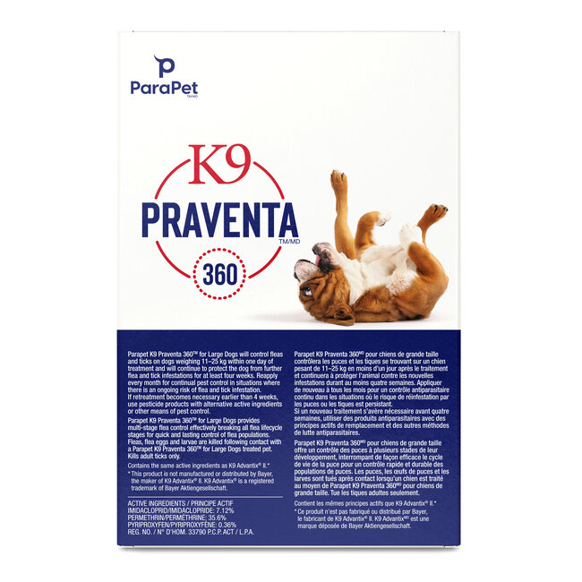 K9 Praventa 360 Flea & Tick Treatment - Large Dogs 11 kg to 25 kg - 3 Tubes