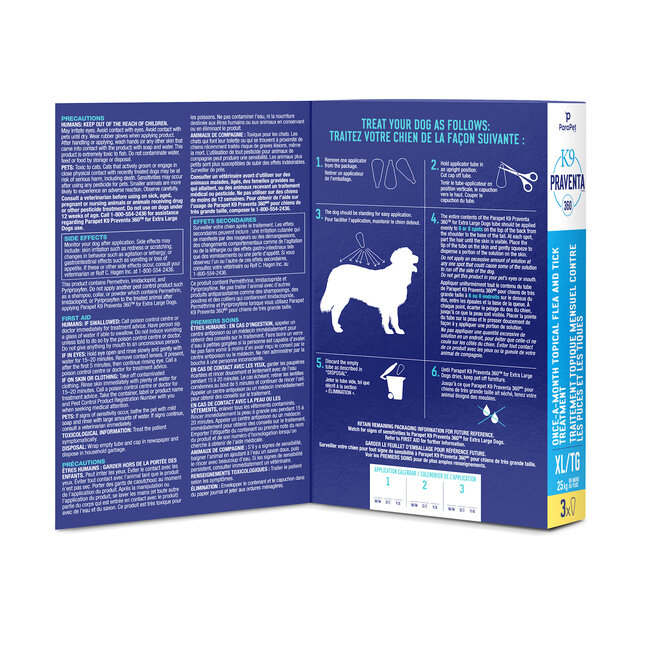 K9 Praventa 360 Flea & Tick Treatment - Extra Large Dogs over 25 kg - 3 Tubes