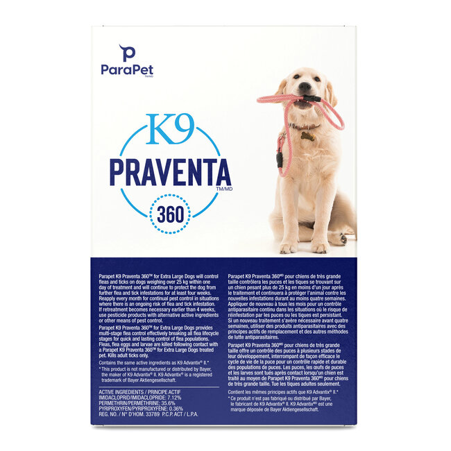 K9 Praventa 360 Flea & Tick Treatment - Extra Large Dogs over 25 kg - 6 Tubes