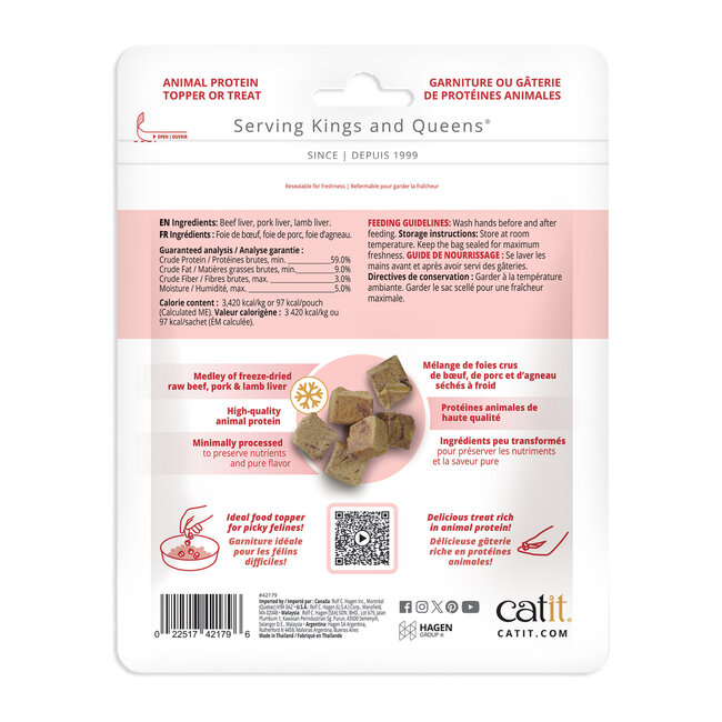 Catit Freeze-Dried Raw Cat Treats Beef, Pork & Lamb Liver 28.4g