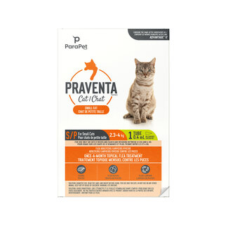 Parapet Praventa Flea Treatment - Small Cats 2.3 kg to 4 kg - 1 Tube