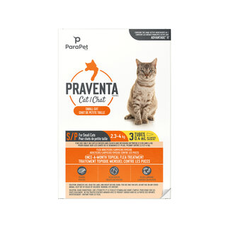 Parapet Praventa Flea Treatment - Small Cats 2.3 kg to 4 kg - 3 Tubes