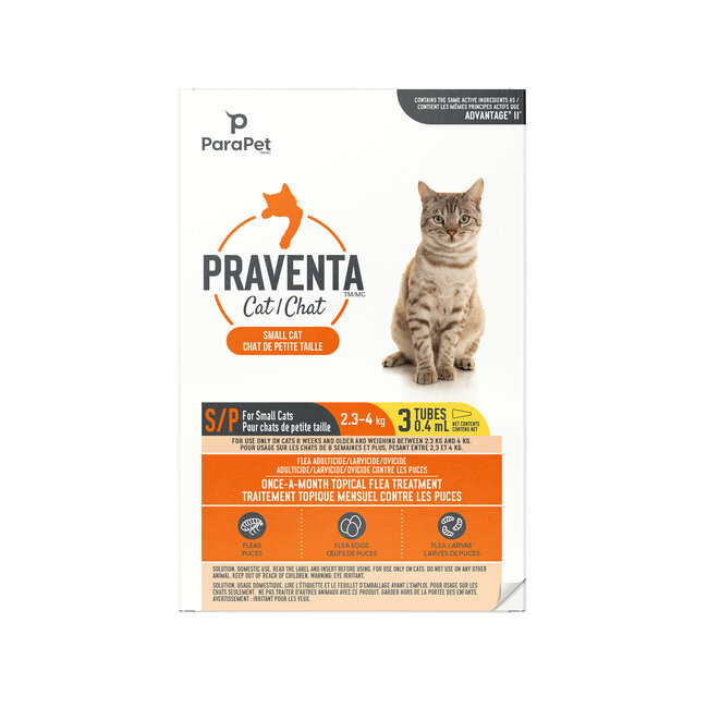Praventa Flea Treatment - Small Cats 2.3 kg to 4 kg - 3 Tubes