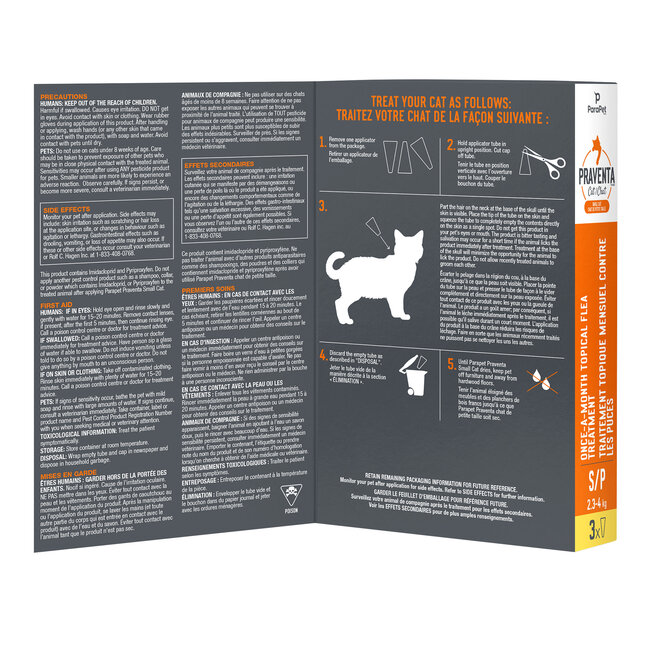 Praventa Flea Treatment - Small Cats 2.3 kg to 4 kg - 3 Tubes
