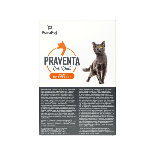 Praventa Flea Treatment - Small Cats 2.3 kg to 4 kg - 6 Tubes