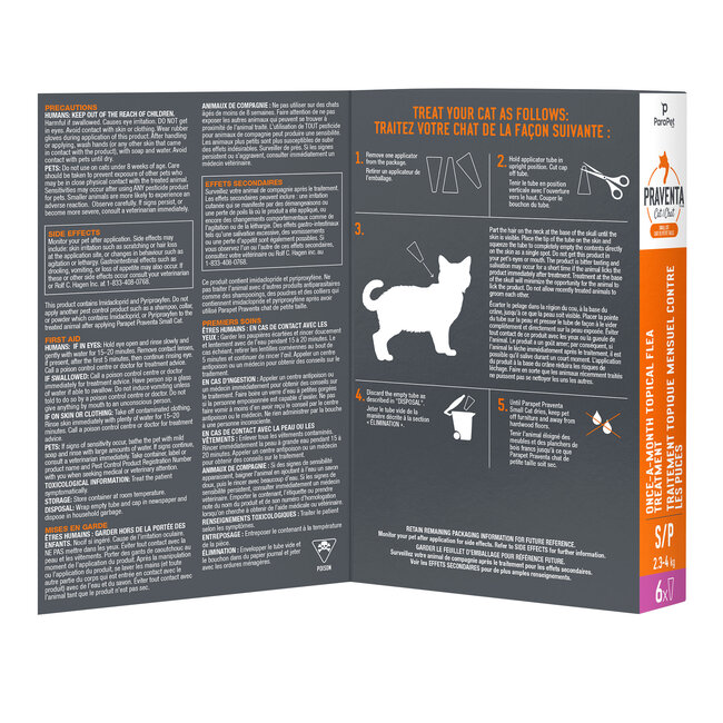 Praventa Flea Treatment - Small Cats 2.3 kg to 4 kg - 6 Tubes