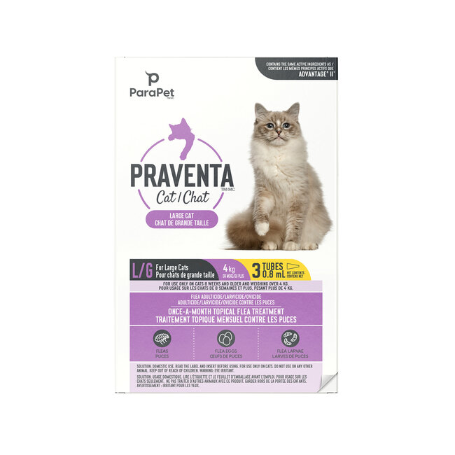 Praventa Flea Treatment - Large Cats 4 kg and over - 3 Tubes