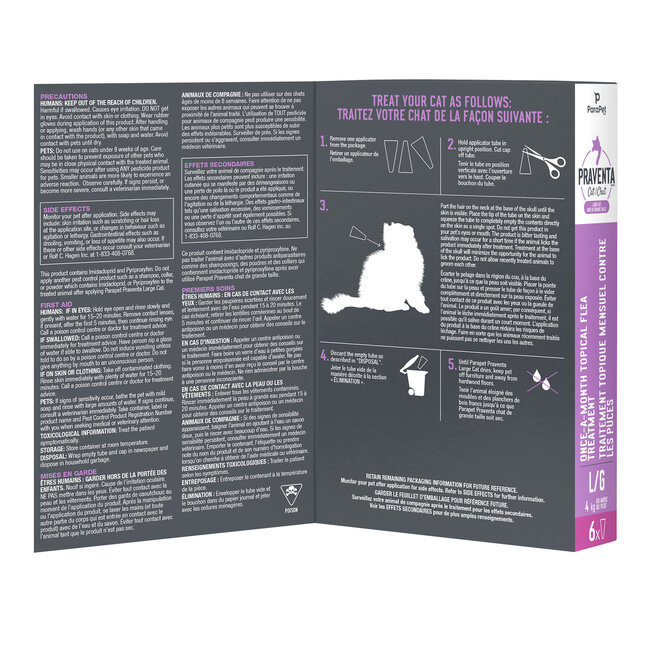 Praventa Flea Treatment - Large Cats 4 kg and over - 6 Tubes