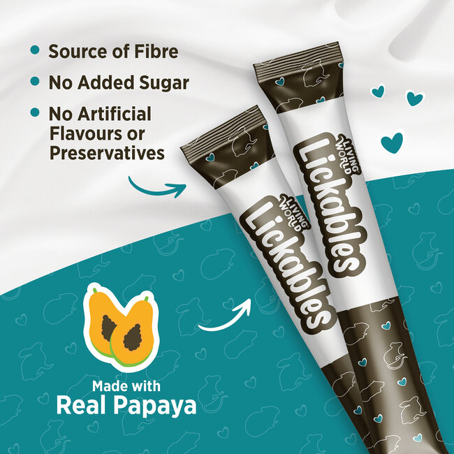 Living World Lickables Small Animal Treat Papaya Flavour 5 Tubes