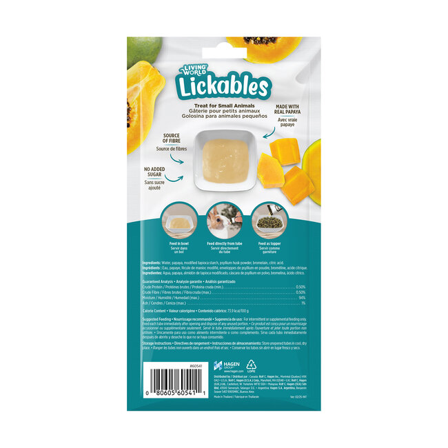 Living World Lickables Small Animal Treat Papaya Flavour 5 Tubes