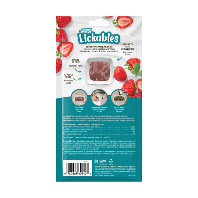 Living World Lickables Small Animal Treat Strawberry Flavour 5 Tubes