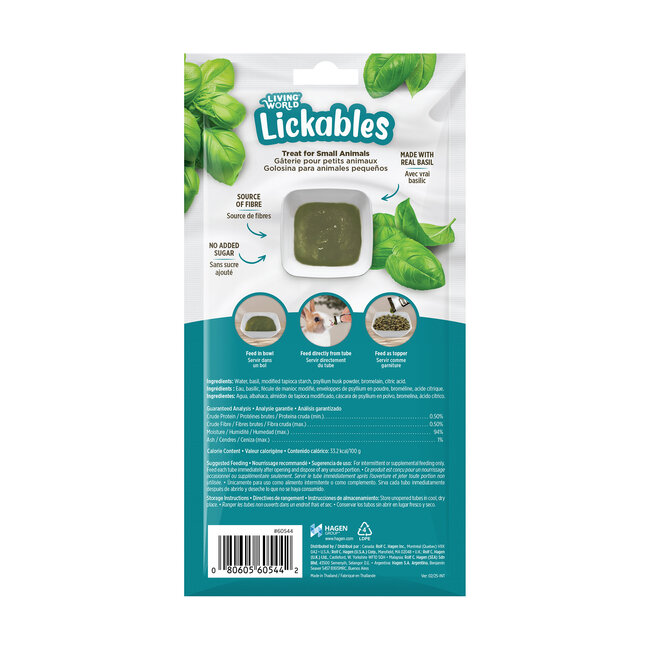 Living World Lickables Small Animal Treat Basil Flavour 5 Tubes