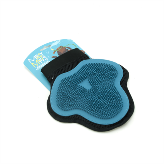 Messy Mutts Silicone Grooming Glove Blue