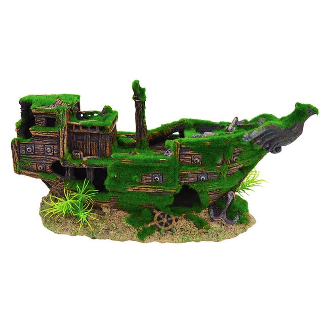 Mossy Shipwreck Aquarium Ornament