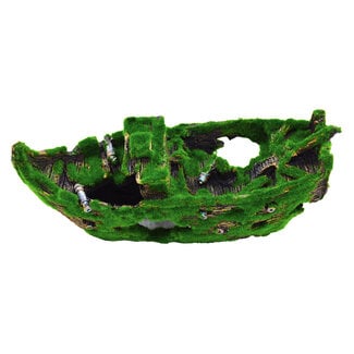 Underwater Treasures Mossy Sunken Ship Aquarium Ornament