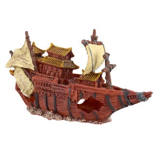 Underwater Treasures Junk Ship Aquarium Ornament