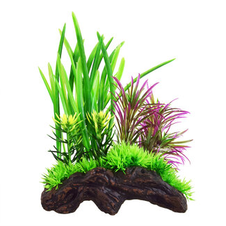 Underwater Treasures Ceramic Driftwood with Plant A Aquarium Ornament