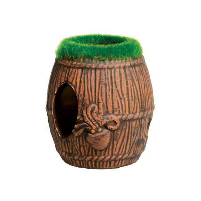 Mossy Single Barrel Hideout Aquarium Ornament