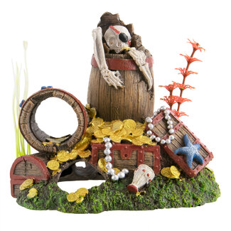 Underwater Treasures Skeleton with Treasure Aquarium Ornament Underwater Treasures Skeleton with Treasure Aquarium Ornament