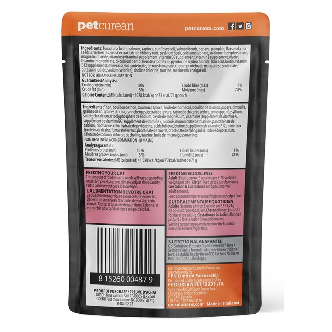 Go! Booster Digestive Health Tuna & Salmon Pate for Cats 2.5oz