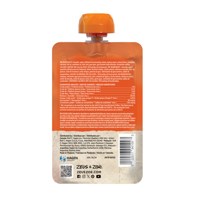 Zoe Licky Snack Pumpkin & Turkey Recipe 85g PouchPouch