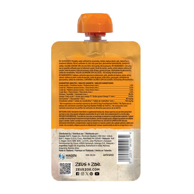 Zoe Licky Snack Pumpkin & Chicken Recipe 85g Pouch