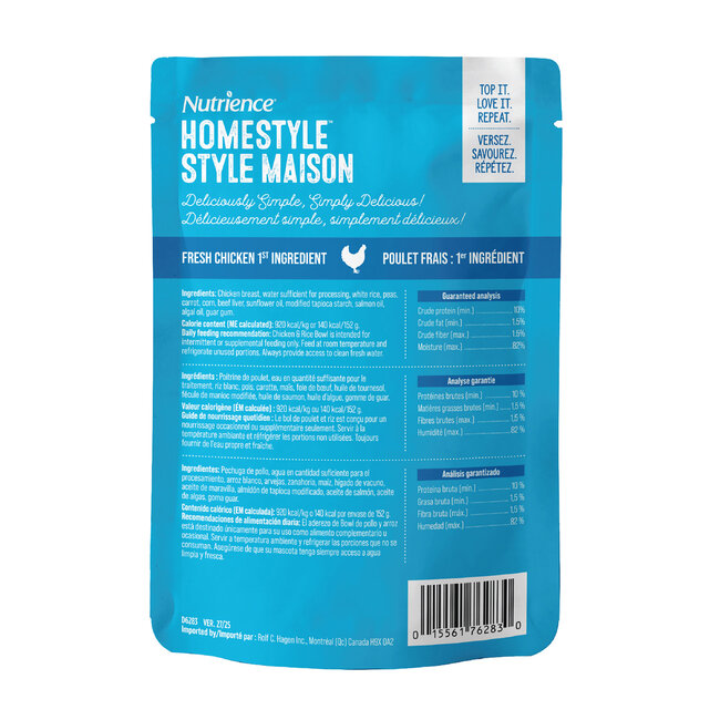 Nutrience Homestyle Topper for Dogs Chicken & Rice 152g