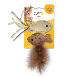 Catit 2.0 Catit Fish Twin with Raffia and Feather Tail Cat Toy 2pk