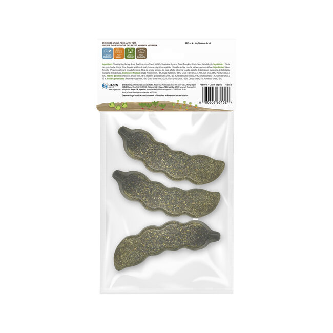 Living World Edible Pea Pods Chew Toy 3pk