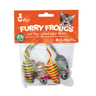 Cat Love Furry Frolics Glitter Stripe Catnip Mice 4 Pack