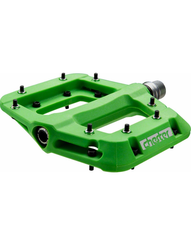 Race Face, Chester, Platform Pedals, Body: Nylon, Spindle: Cr-Mo, 9/16'', Green, Pair