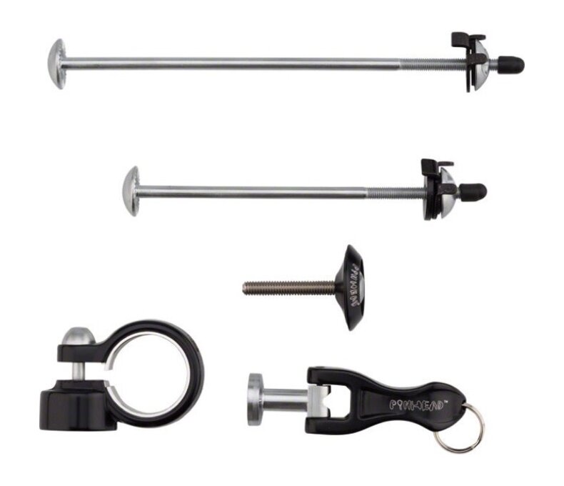 Pinhead 4-Pack Lockset: Wheel Skewer Set, Seat, Fork Top Cap