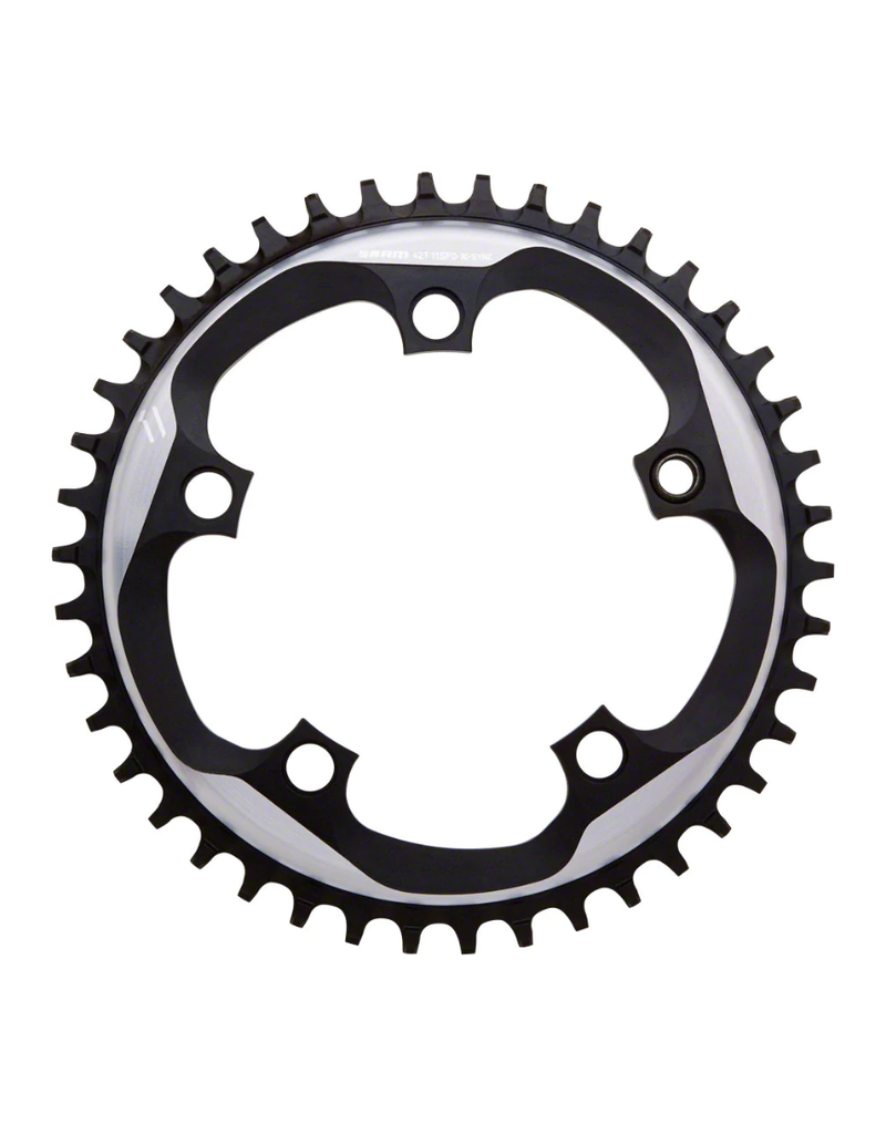 SRAM X-Sync Chainring 42 Teeth 110mm BCD Polished Grey/Matte Black, Includes Bolt and Nut for Hidden Position Hole