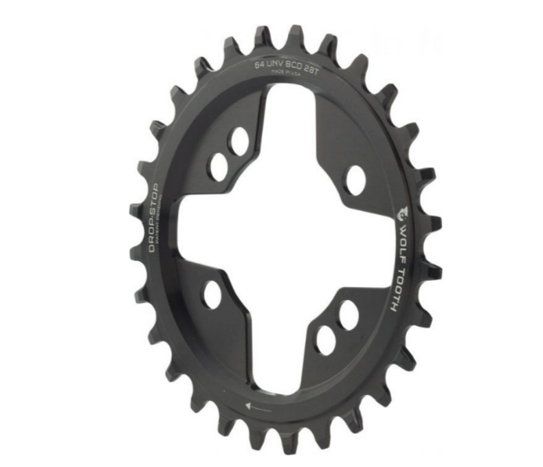 Wolf Tooth Components Drop-Stop Chainring: 28T x 64 Universal Mount BCD