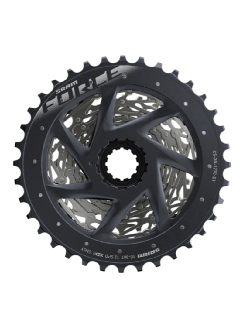 SRAM Force AXS XG-1270 Cassette - 12-Speed, 10-36t, Silver, For XDR Driver Body, D1