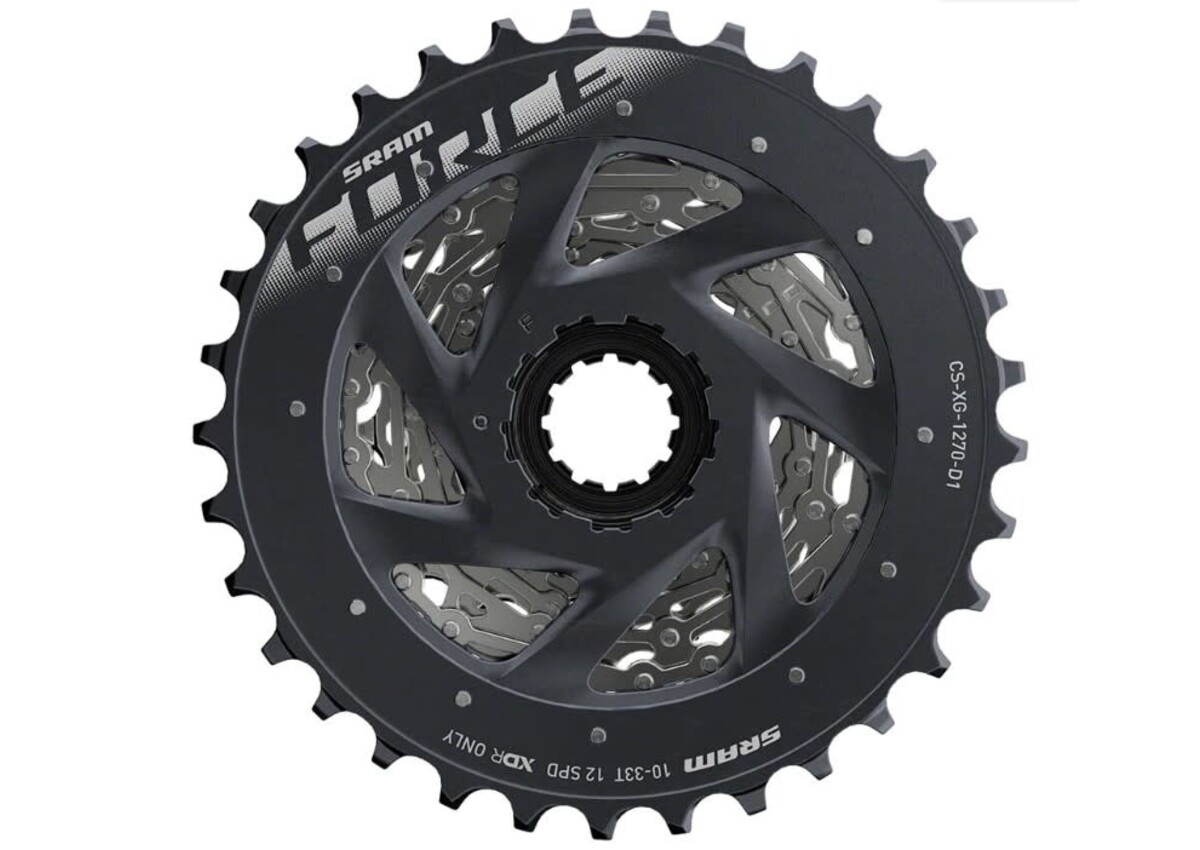 パーツ SRAM Force, 12-speed, 10-33t SRAM Force AXS XG-1270 Cassette - 12-Speed, 10-33t, Silver